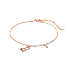 Load image into Gallery viewer, Simple and Cute Plated Rose Gold Cat Titanium Steel Anklet with Cubic Zirconia - Glamorousky