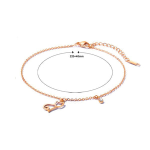 Simple and Cute Plated Rose Gold Cat Titanium Steel Anklet with Cubic Zirconia - Glamorousky