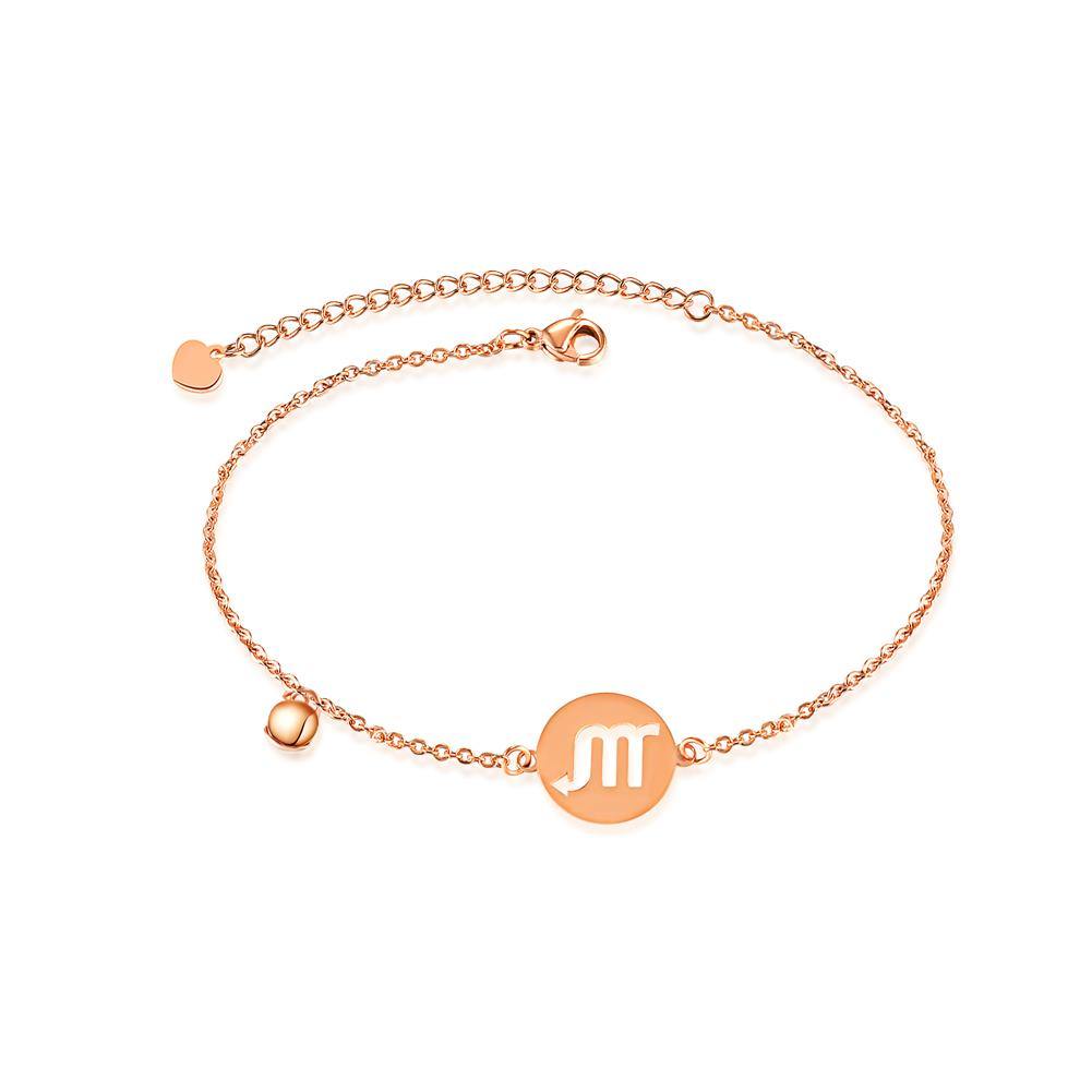 Simple and Fashion Plated Rose Gold Scorpio Round Titanium Steel Anklet - Glamorousky
