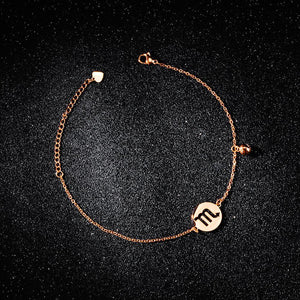 Simple and Fashion Plated Rose Gold Scorpio Round Titanium Steel Anklet - Glamorousky