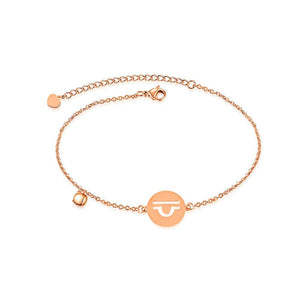 Simple and Fashion Plated Rose Gold Libra Round Titanium Steel Anklet - Glamorousky