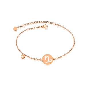 Simple and Fashion Plated Rose Gold Capricorn Round Titanium Steel Anklet - Glamorousky