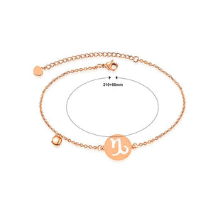 Simple and Fashion Plated Rose Gold Capricorn Round Titanium Steel Anklet - Glamorousky