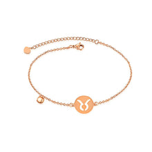 Load image into Gallery viewer, Simple and Fashion Plated Rose Gold Taurus Round Titanium Steel Anklet - Glamorousky