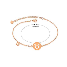 Load image into Gallery viewer, Simple and Fashion Plated Rose Gold Taurus Round Titanium Steel Anklet - Glamorousky
