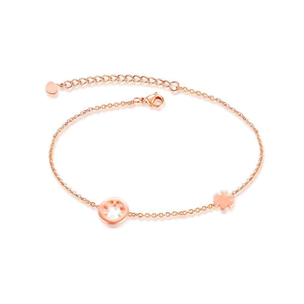 Simple Personality Plated Rose Gold Flower Titanium Steel Anklet - Glamorousky