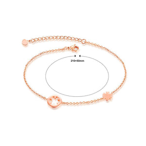 Simple Personality Plated Rose Gold Flower Titanium Steel Anklet - Glamorousky