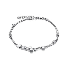 Load image into Gallery viewer, Fashion Simple Geometric Square Round Bead Double Anklet - Glamorousky