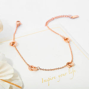 Fashion Simple Plated Rose Gold Geometric Double Ring Titanium Steel Anklet - Glamorousky