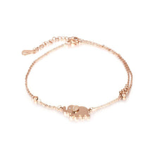 Load image into Gallery viewer, Fashion and Cute Plated Rose Gold Elephant Titanium Steel Double Anklet - Glamorousky
