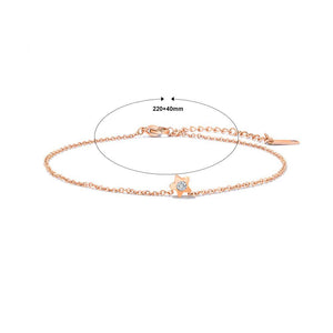 Simple and Exquisite Plated Rose Gold Cubic Zirconia Titanium Steel Anklet - Glamorousky