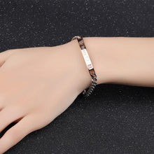 Load image into Gallery viewer, Fashion Temperament Rose Gold Geometric Rectangular Titanium Steel Bracelet with Pink Cubic Zirconia - Glamorousky