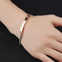 Load image into Gallery viewer, Fashion Simple Rose Gold Geometric Rectangular Titanium Steel Bracelet with Pink Cubic Zirconia - Glamorousky