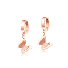 Load image into Gallery viewer, Elegant and Fashion Plated Rose Gold Butterfly Titanium Steel Earrings - Glamorousky