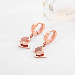 Elegant and Fashion Plated Rose Gold Butterfly Titanium Steel Earrings - Glamorousky