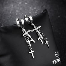 Load image into Gallery viewer, Fashion Classic Cross Tassel Titanium Steel Earrings - Glamorousky