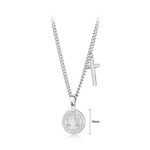 Load image into Gallery viewer, Fashion Classic Virgin Cross Geometric Round Pendant with Titanium Steel Necklace - Glamorousky