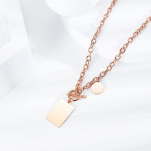 Load image into Gallery viewer, Simple and Fashion Plated Rose Gold Geometric Square Pendant with Titanium Steel Necklace - Glamorousky