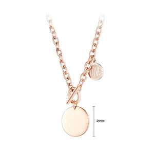 Simple and Fashion Plated Rose Gold Geometric Round Pendant with Titanium Steel Necklace - Glamorousky