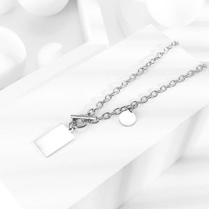 Fashion Simple Geometric Square Pendant with Titanium Steel Necklace - Glamorousky