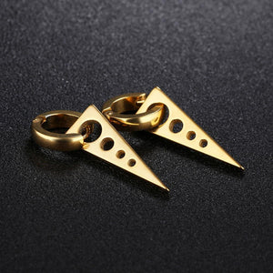 Fashion Personality Plated Gold Geometric Triangle Titanium Steel Stud Earrings - Glamorousky