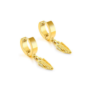Fashion Personalized Plated Gold Leaf Titanium Steel Stud Earrings - Glamorousky