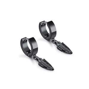 Fashion Personality Plated Black Leaf Titanium Steel Stud Earrings - Glamorousky
