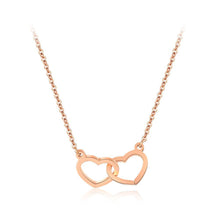Load image into Gallery viewer, Simple Romantic Plated Rose Gold Hollow Double Heart Titanium Steel Necklace - Glamorousky
