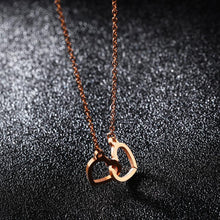 Load image into Gallery viewer, Simple Romantic Plated Rose Gold Hollow Double Heart Titanium Steel Necklace - Glamorousky