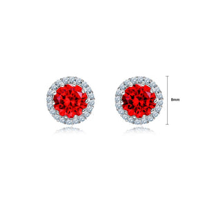 Fashion and Simple January Birthstone Red Cubic Zirconia Stud Earrings - Glamorousky
