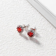 Load image into Gallery viewer, Fashion and Simple January Birthstone Red Cubic Zirconia Stud Earrings - Glamorousky