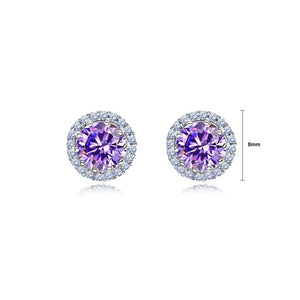Fashion and Simple February Birthstone Purple Cubic Zirconia Stud Earrings - Glamorousky