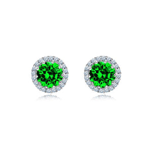 Fashion and Simple May Birthstone Green Cubic Zirconia Stud Earrings - Glamorousky