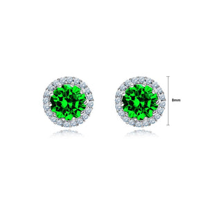 Fashion and Simple May Birthstone Green Cubic Zirconia Stud Earrings - Glamorousky