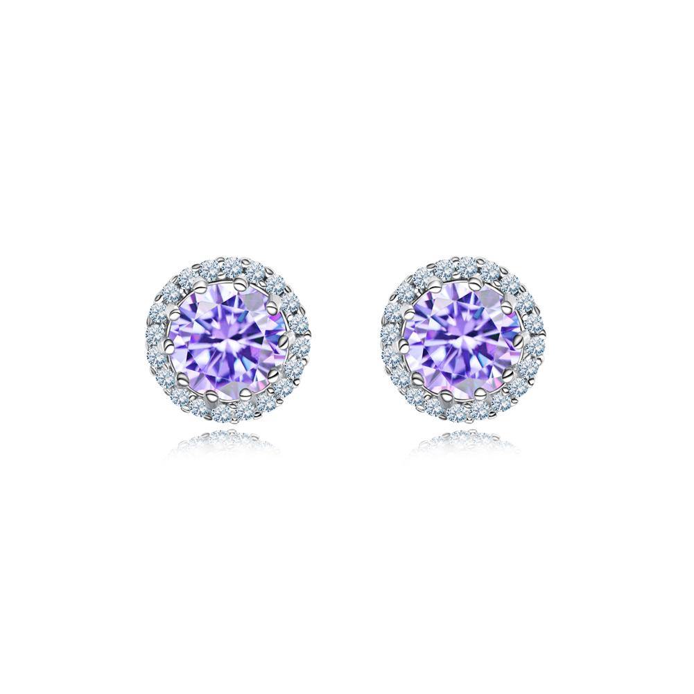 Fashion and Simple June Birthstone Light Purple Cubic Zirconia Stud Earrings - Glamorousky