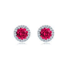 Load image into Gallery viewer, Fashion and Simple July Birthstone Red Cubic Zirconia Stud Earrings - Glamorousky