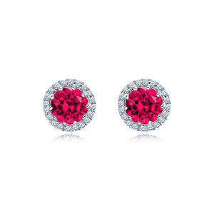 Fashion and Simple July Birthstone Red Cubic Zirconia Stud Earrings - Glamorousky
