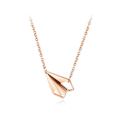 Fashion Creative Plated Rose Gold Aircraft Titanium Steel Necklace - Glamorousky