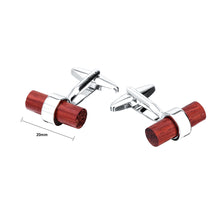 Load image into Gallery viewer, Fashion High-end Red Geometric Cylindrical Wooden Cufflinks