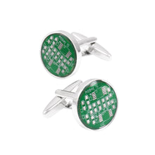 Load image into Gallery viewer, Fashion Simple Green Circuit Board Geometric Round Cufflinks
