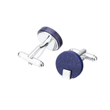 Load image into Gallery viewer, Simple Fashion Blue Geometric Round Cufflinks