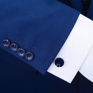Simple Fashion Blue Geometric Round Cufflinks