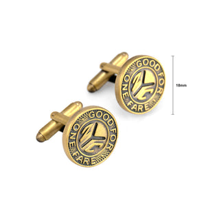 Fashion Vintage Plated Gold Geometric Round Copper Coin Cufflinks