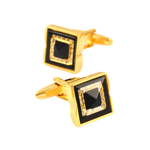 Fashion Simple Plated Gold Geometric Square Cufflinks with Cubic Zirconia