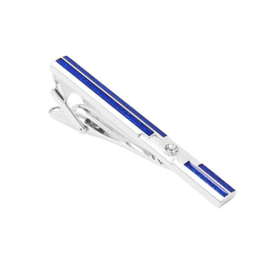 Fashion Simple Blue Geometric Tie Clip with Cubic Zirconia