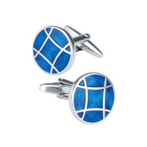 Fashion Elegant Blue Geometric Round Pattern Cufflinks