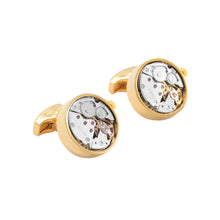 Load image into Gallery viewer, Fashion Personality Plated Gold Watch Movement Geometric Round Cufflinks