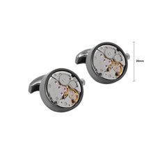 Load image into Gallery viewer, Fashion Personality Plated Black Watch Movement Geometric Round Cufflinks
