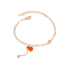 Load image into Gallery viewer, Simple and Fashion Plated Rose Gold Gourd Titanium Steel Anklet with Cubic Zirconia