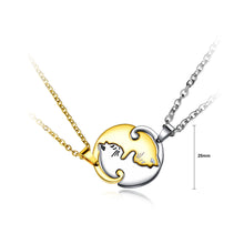 Load image into Gallery viewer, Simple Fashion Silver and Gold Stitching Cat Couple Titanium Steel Pendant with Necklace